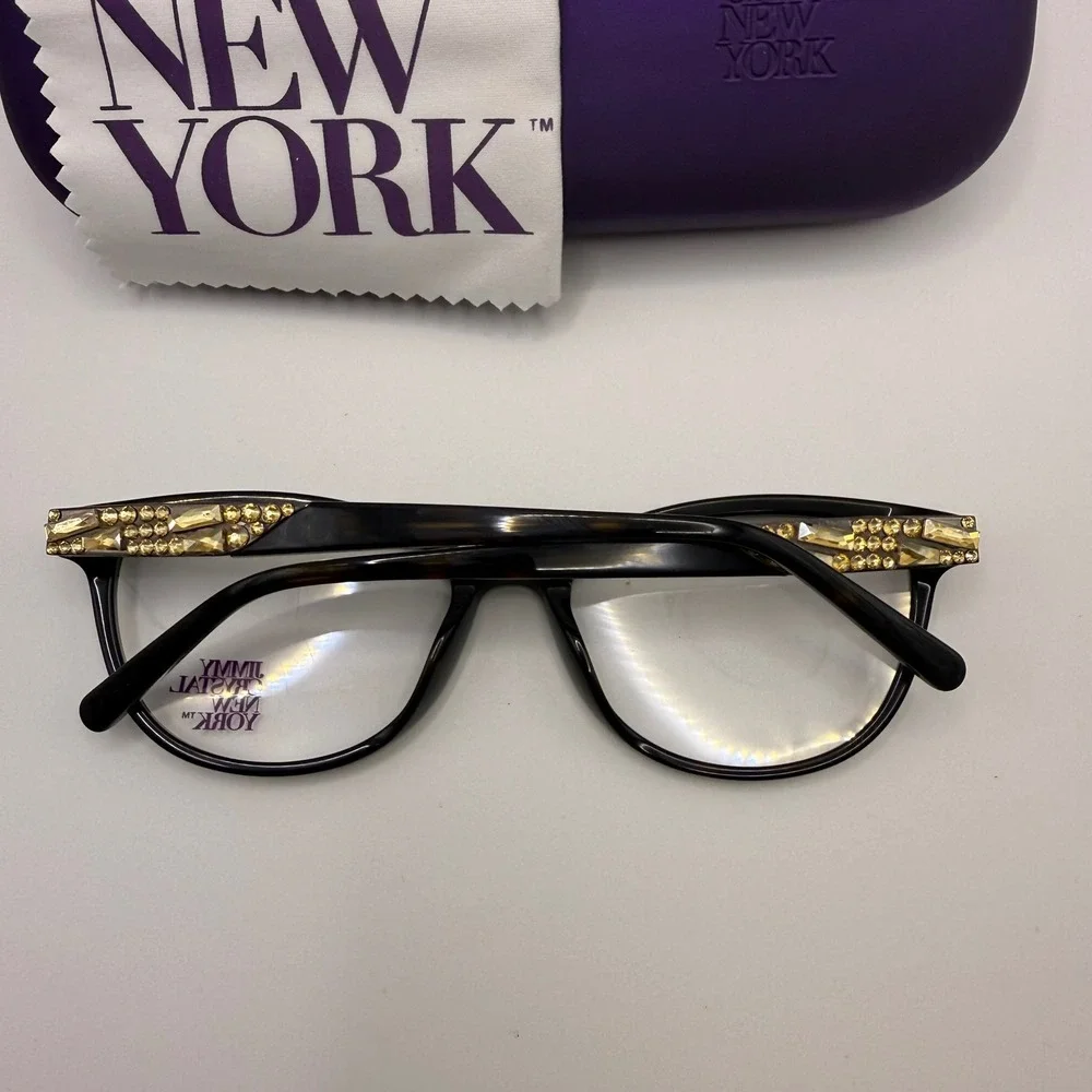 NEW JIMMY‎ CRYSTAL Parnassus Tortoise Womens Semi Cat Eye Eyeglasses 53-17-135